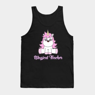 Pink Unicorn Glasses Teacher Tank Top